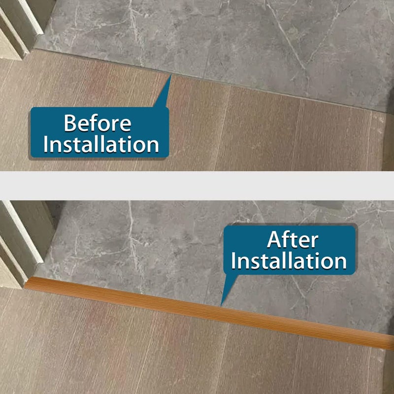 LSGCQ Floor Transition Strip 1.57"" Self Adhesive Flat Vinyl Flooring Transitions Strip with Strong Backing Wood Grain 4cm, 3.28FT, Brown Wood Grain - Image 3